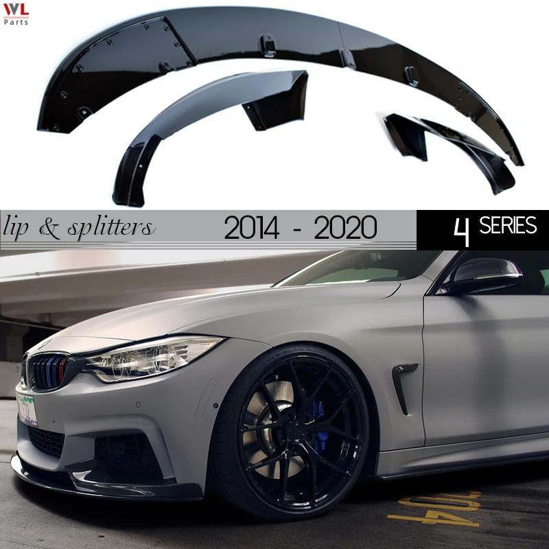 F32 front Spoiler High Gloss Black ABS Front Bumper Lip for BMW 4 Series 2014 - 2020 Coupe F33 Convertible F36 Gran | Автомобили и