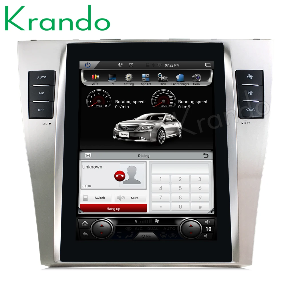 

Krando Android 8.1 10.4" Tesla Vertical screen car multimedia player GPS for Toyota Camry 2007-2011 radio audio stereo BT WIFI