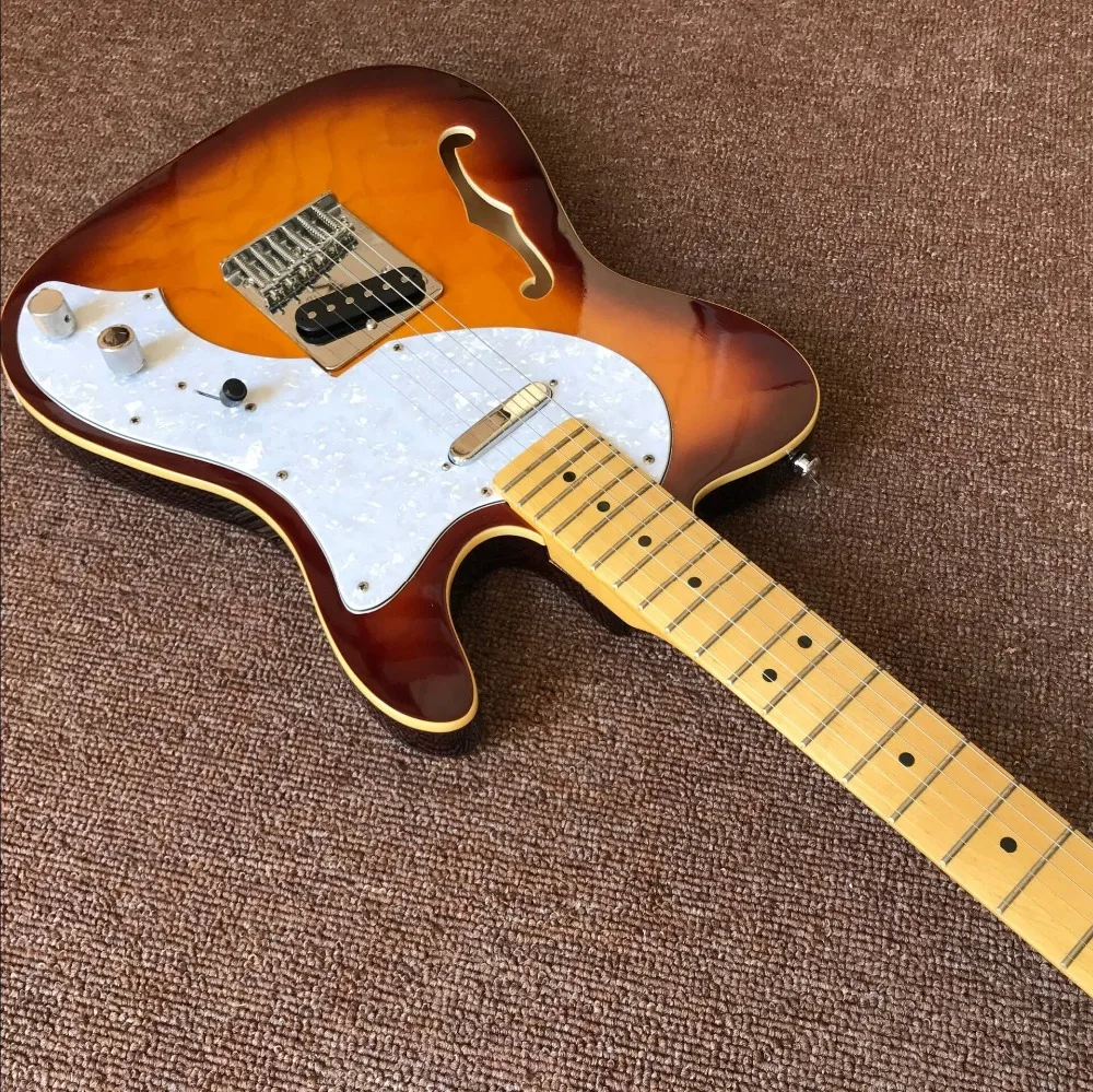 custom shop,classical TELE F hollow body Maple fingerboard Electric Guitar,telecasterr Sunburst guitarra289 (3)