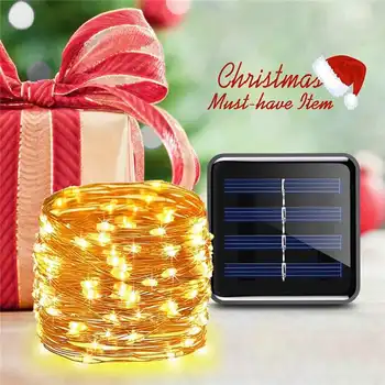 

10M 100 led Solar LED Lighting String Waterproof LED Copper Wire String for Holiday Outdoor Christmas Party Wedding Decoration