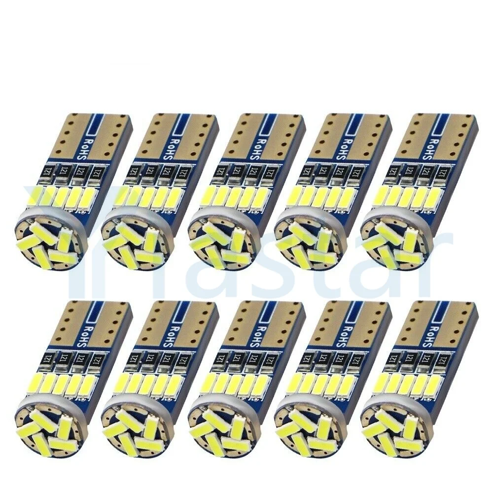

Yiastar 100x Car LEDs Light T10 168 194 W5W 15 LED 4014 Clearance Lamp Interior lamps Side Lights License Plate Light