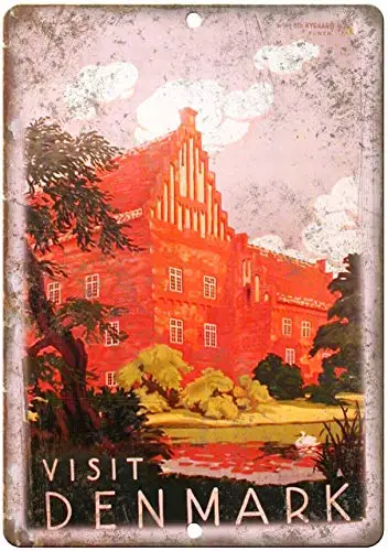 

Denmark Vintage Travel Retro Decor Metal Tin Sign 8x12 Inch