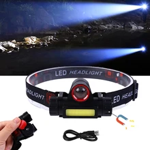 Водонепроницаемый светодиодный налобный фонарь COB рабочий светильник 2 светильник с магнитной головкой светильник встроенный аккумулятор 18650 подходит для рыбалки, кемпинга и т. д