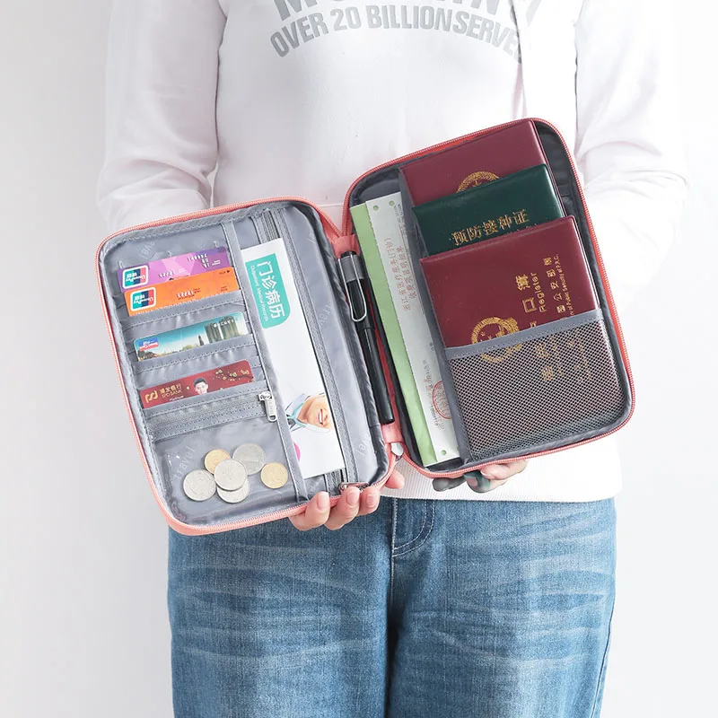 BRUIO Travel Multifunctional Wallet Family Passport Holder Credit Card Case Clutch Purse Waterproof Document Zipper Organizer,5PCS