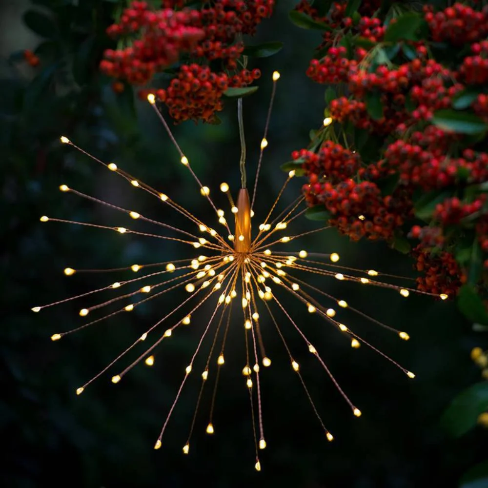 200 светодиодов, праздничный подвесной светильник со звездами, s DIY, фейерверк, медная гирлянда, Рождественский светильник, уличный мерцающий светильник