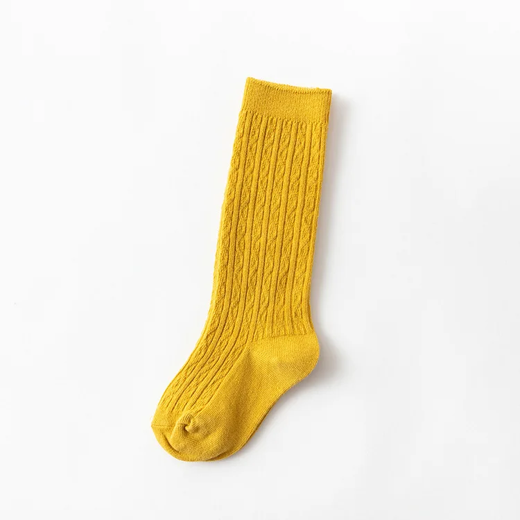 Милые хлопковые длинные гетры для маленьких девочек, гольфы средней длины, носки-трубы - Цвет: Цвет: желтый