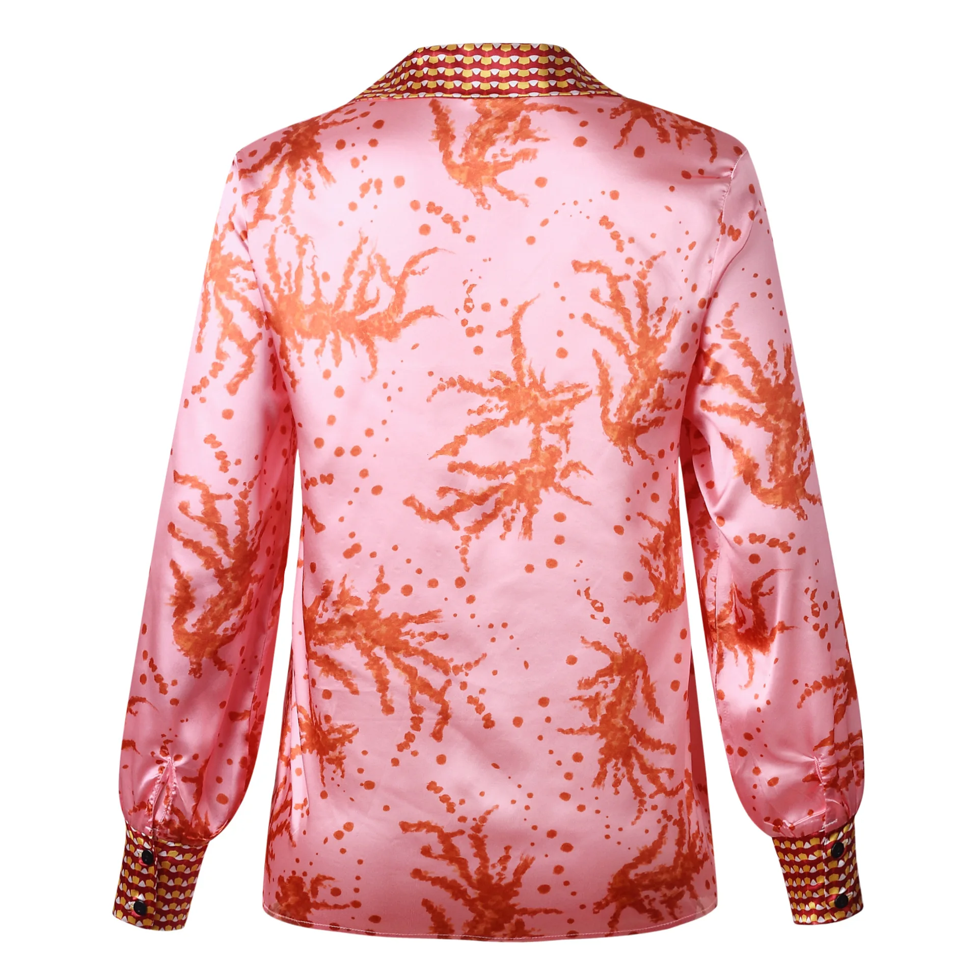 Nadafair Цветочная винтажная атласная блузка для женщин осенние повседневные топы с длинным рукавом Элегантного размера плюс офисные шелковые блузки рубашки