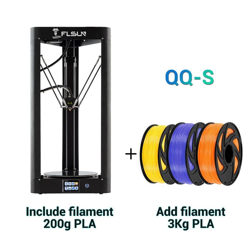 Comprar FLSUN QQ S 2019 de alta velocidad Delta 3D impresora gran tamaño más 255*360mm kossel 3d impresora actualización Auto nivelado pantalla táctil