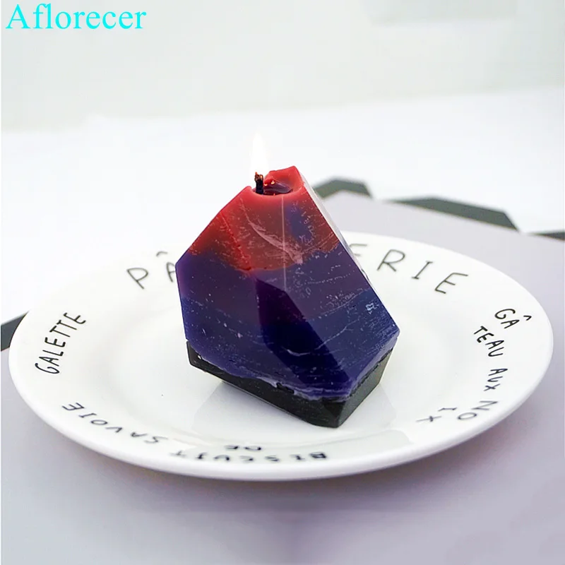3D Geometric Stone Shape Candle Mold Silicone Mold DIY Aroma Plaster Craft Mould Small Candle Resin Soap Molds Xmas Home Decor