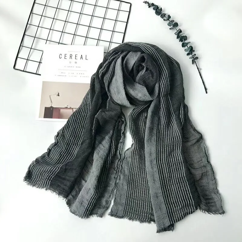 MODEL B color black Новинка, японский стиль унисекс, зимний шарф, хлопок и лен, одноцветные, длинные женские шарфы, шаль, модный мужской шарф - Цвет: MODEL B color black