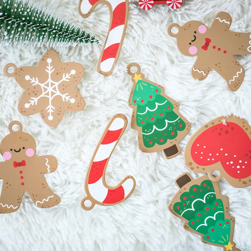 Бумажные закладки с надписью Merry Christmas милые Мультяшные этикетки имбирным