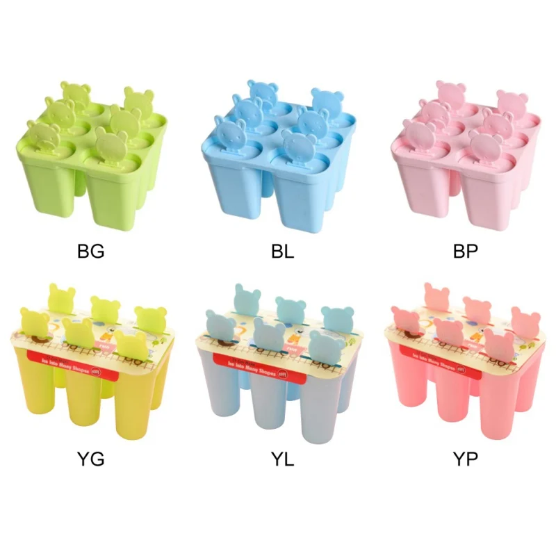 Food Grade Silicone Popsicle Bear Ice Mold Tray Cold Cream Summer Ice Popsicle With Lid Kitchen Mold Flat Round
