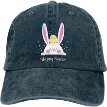 TSDFCMen Women Vintage Adjustable Casquette Happy Easter Bunny Baseball Cap, Black