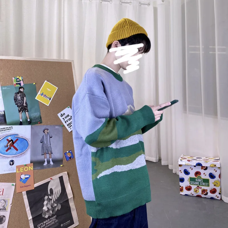 Winter Thick Sweater Men Warm Fashion Printing Casual O neck Knitted Pullover Mens Loose Knitting Sweaters 4