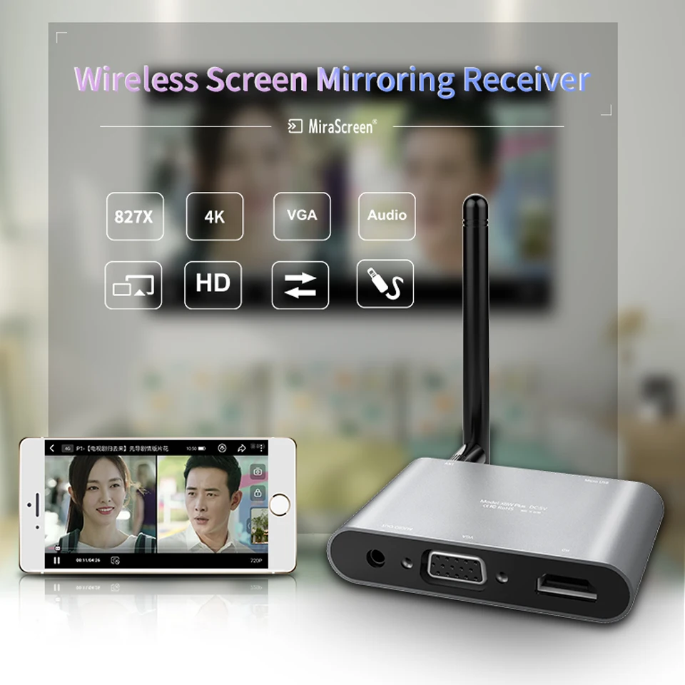 Mirascreen X6W Plus беспроводной Miracast 5G 4K беспроводной дисплей адаптер 3 в 1 HDMI VGA AV 1080P wifi Дисплей приемник ключ