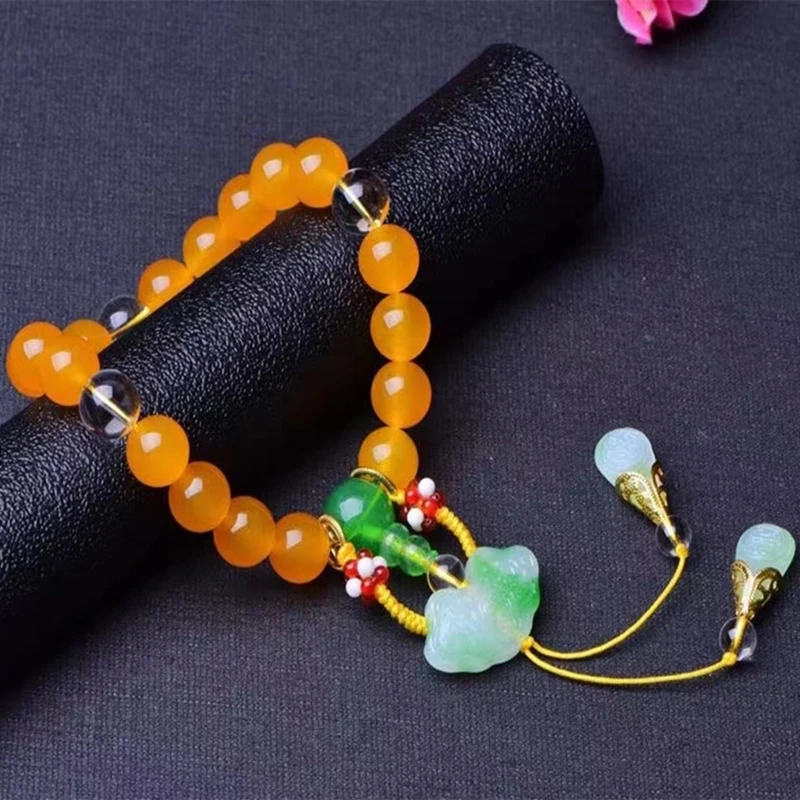 

Браслет в том же стиле королевы розового кошачьего глаза из хрустальных бусин династии Цин, молитвенные Женские аксессуары для лечения