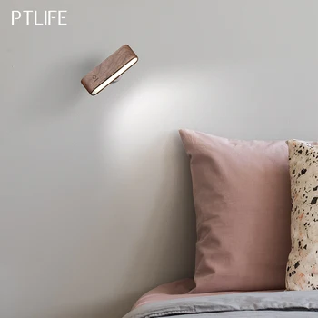 

LED wooden table light Nordic 360° adjustable bedside lamp USB rechargeable cordless portable reading desk lamp