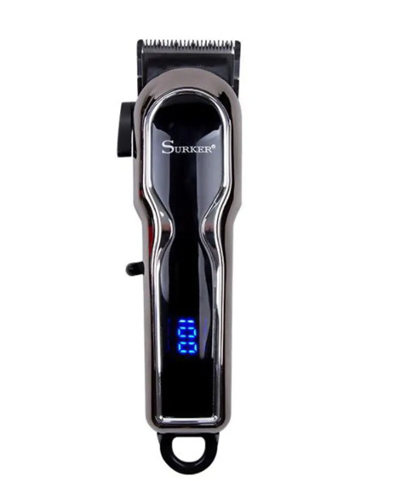 Surfer электрическая машинка для стрижки волос SK-6001cordless для ребенка с ЖК-дисплеем, кнопка микро регулировки, электрическая машинка для стрижки волос, триммер для бороды - Цвет: Черный