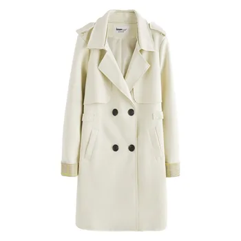 

Fashion Double Breasted Mid-length Faux Leather Coat Loose V-neck Solid Color Women Leather Jacket Autumn Winter Female Jacket