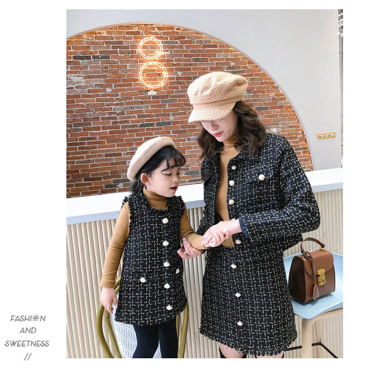 clothes set Рождественские одинаковые платья для мамы и дочки; сезон зима-весна; платье «Мама и я»; новогодний семейный образ; платье для мамы и дочки - Цвет: clothes set