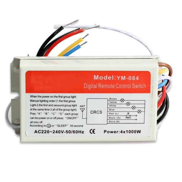 4 Ports Wireless Remote Control Digital Remote Control Switch Lightswitch LED Lamp Switch Living Room Smart Home Accessories single control wall switch,foot dimmer switch