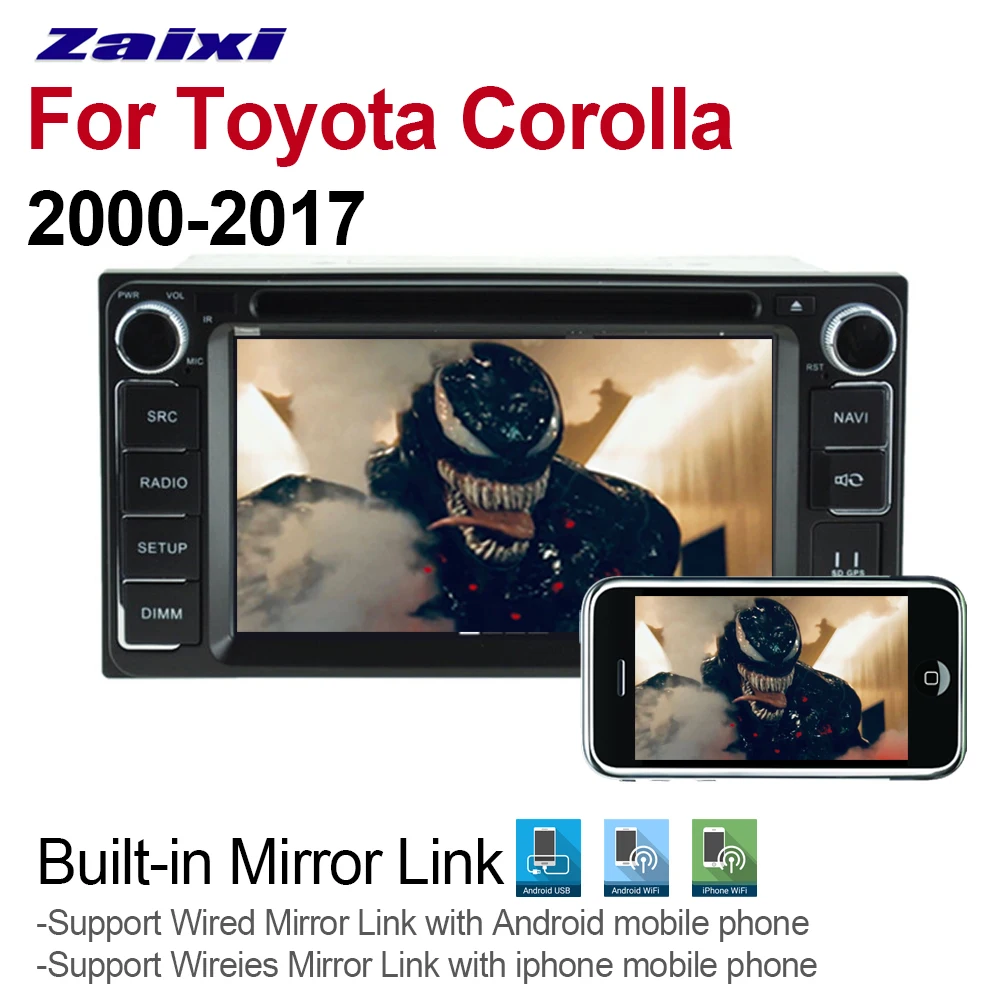 ZaiXi 2din Android 9 0 Восьмиядерный 4 Гб ОЗУ автомобильный DVD плеер для Toyota Corolla 2000 ~ 2017 GPS