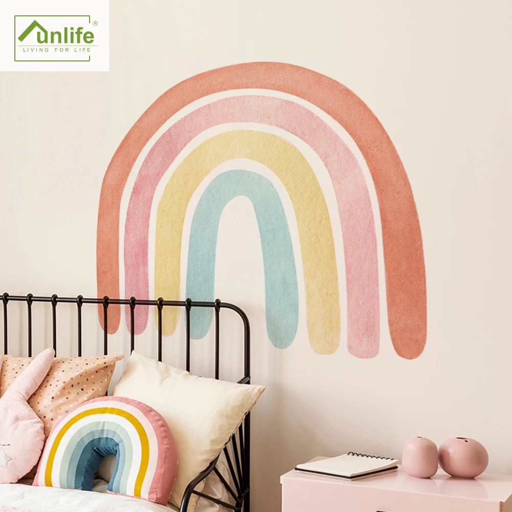 

Funlife® Watercolor Rainbow Bedroom Decoration Wall Decals Self-Adhesive Wall Stickers Kindergarten Waterproof Wallpaper Nursery