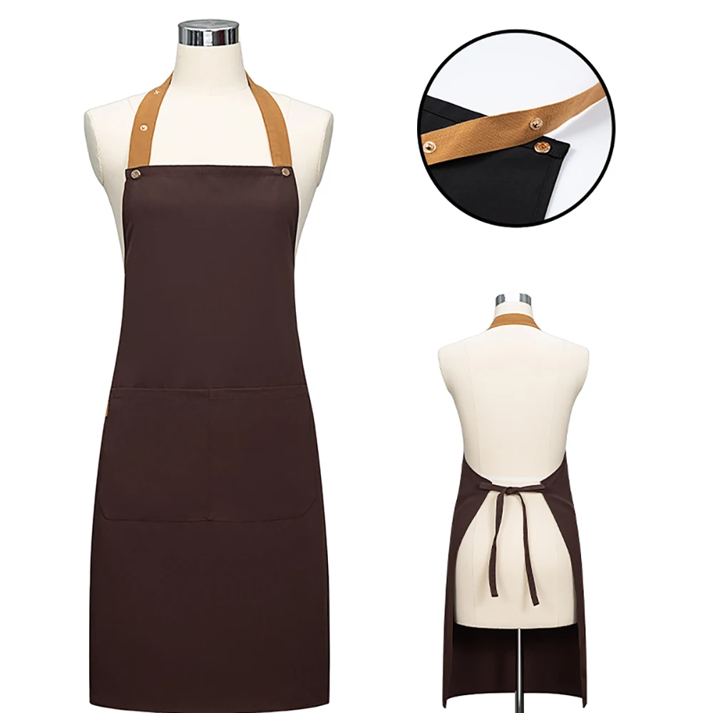 New fashion waterproof canvas men\'s Kitchen Apron chef work apron barbecue restaurant bar coffee shop manicure studio uniform