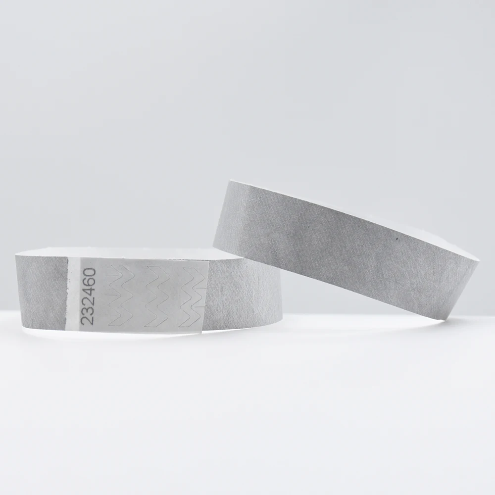 100 шт 3/" Тайвек бумажные браслеты одноразовые водонепроницаемые идентификационные метки браслет для мероприятий рекламные вечерние игровые площадки - Окраска металла: Silver