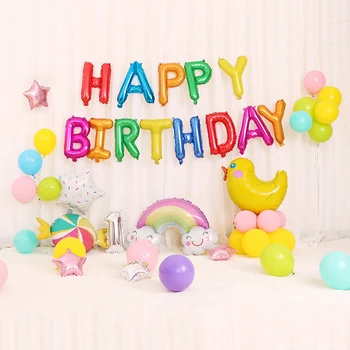 

Happy Birthday Balloon Sets Foil Balloons Cute Chicken Birthday Party Decoration Kids Alphabet Air Balloons Baby Shower Girl Boy