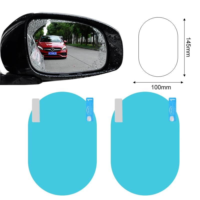 MINI CAR SIDE MIRRORS WATER REPEL & ANTI-FOG/FROST FILM ROUND/OVAL 