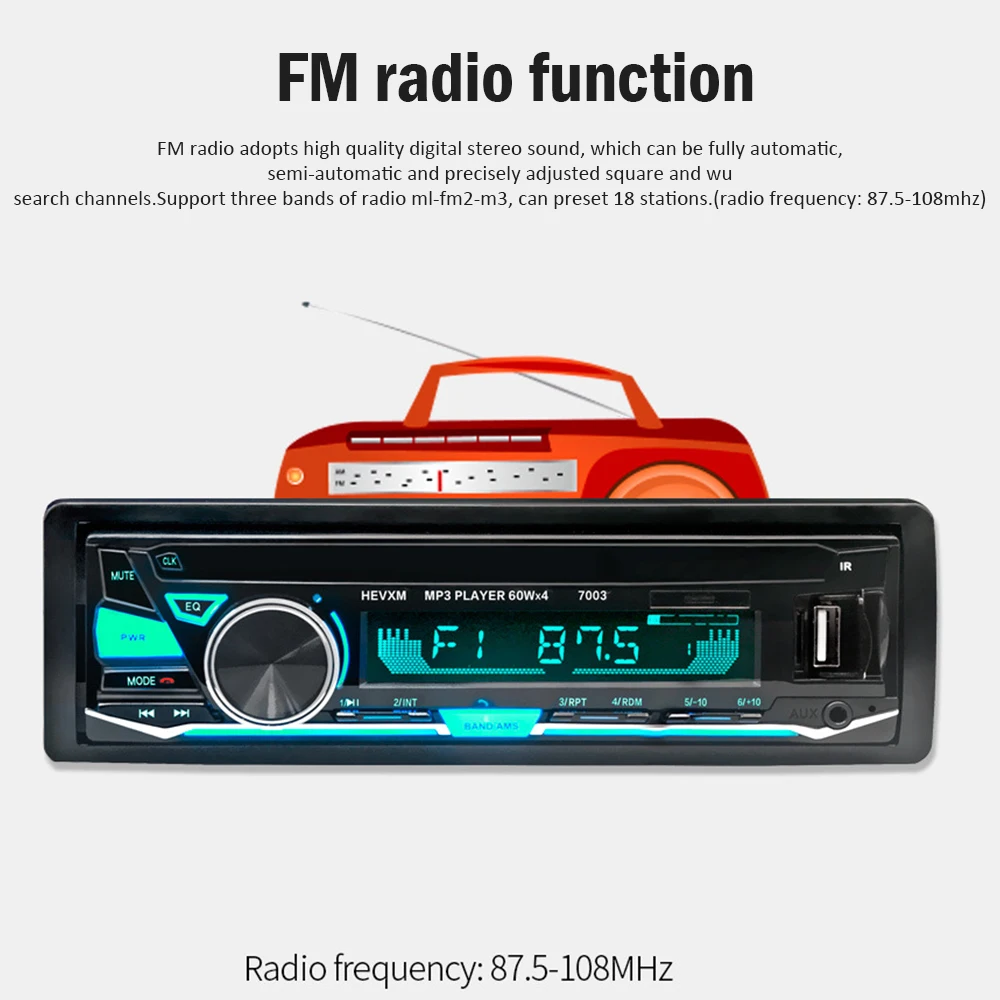 Автомагнитолы Стерео 12 в Bluetooth авто MP3 аудио 5 в зарядное устройство USB SD MMC AUX Авто Электроника In-Dash 1 DIN плееры