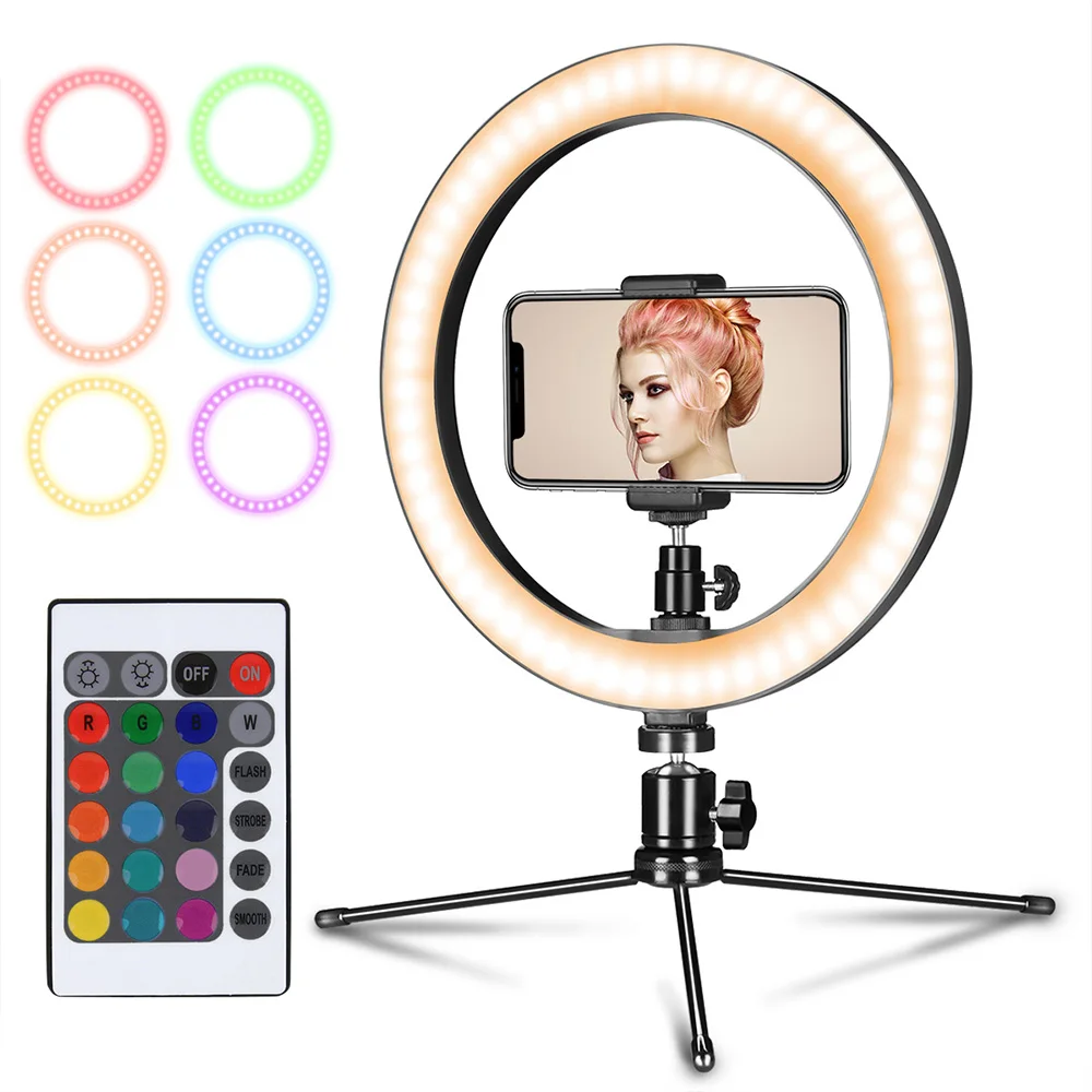 Светодиодный кольцевой светильник RGB 10 дюймов потоковая лампа для стриминга Youtube