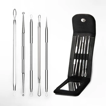 

5Pcs/Set Stainless Steel Blackhead Comedone Acne Pimple Belmish Extractor Vacuum Blackhead Remover Black Dots Cleaner
