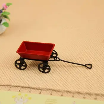 

Kuulee Red Mini Iron Pull Cart for 1:12 Doll House Accessories Play House Toy