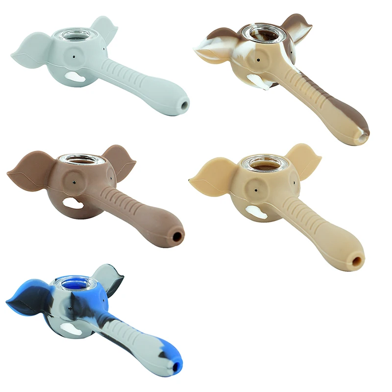 

Silicone Smoking Pipe with glass Bowl unbreakable smoking pipe heat pipe Colorful Percolator