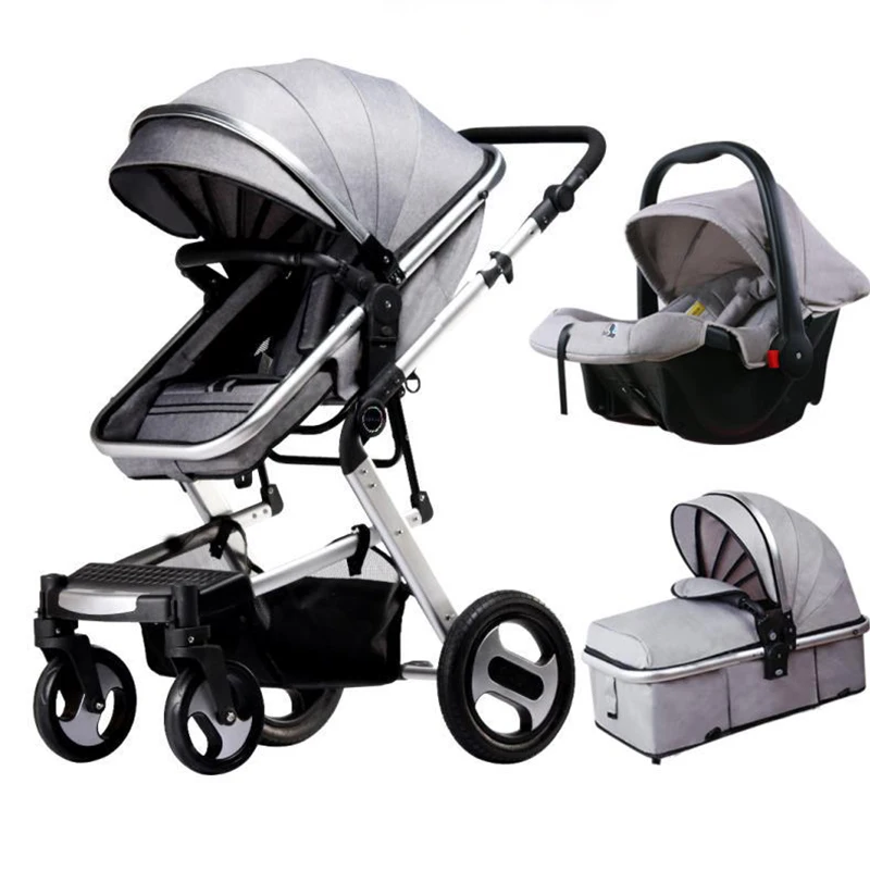 Baby Stroller 3 In 1 with Car Seat High Land-scape Fashion Baby Carriage Pram Can Sit Reclining Folding Light Kid Travel Troller