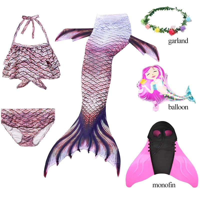 

New Kids Girls Ariel Mermaid Tail Swimsuit With Flipper Monofin For Swim Mermaid Tail Costume Bikini Bathing Suit D74787CH