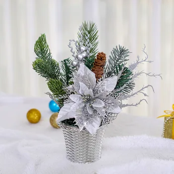 

Dual Creative Desktop Mini Christmas Tree Holiday Decorations Potted Shopping Malls Fireplace Christmas Decorations Ornaments