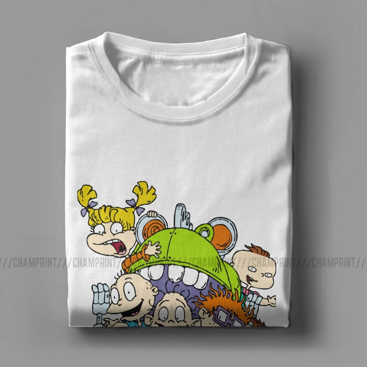 Мужские милые Мультяшные футболки Rugrats, одежда из чистого хлопка, потрясающие футболки с коротким рукавом, футболки с округлым вырезом, Новое поступление, футболки
