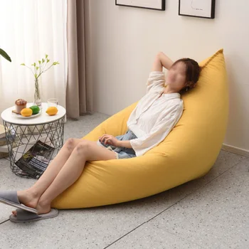 

All Seasons Lazy Sofa Cover Soft Cotton And Linen Bedroom Lounger Seat Pouf Solid Washable Home Protective Living Room Bean Bag