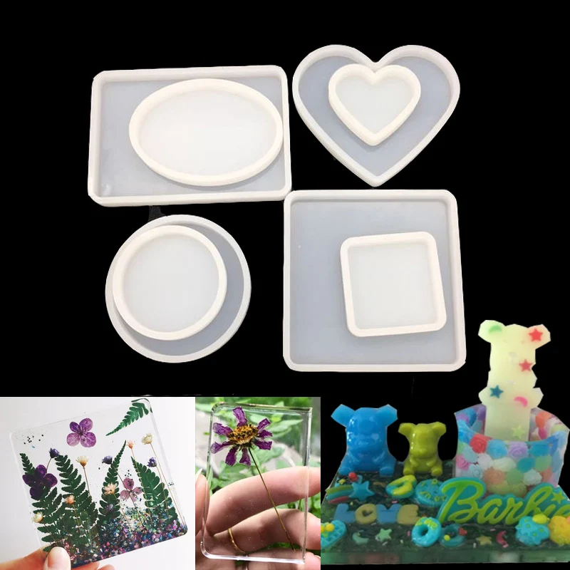 

8 Styles Silicone Geometric Plate Dish Display Resin Mold Making Jewelry Holder Mould Tool DIY Hand Craft