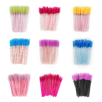 

50PCS Disposable Eyebrow Eyelash Brushes Comb Eyelash Spoolies Lash Wands Makeup Brushes Mascara Wands for Eyelash Extensions
