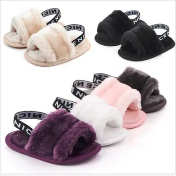 

Fashion Faux Fur Baby Shoes Summer Cute Infant Girls Shoes Soft Sole Baby First Walkers