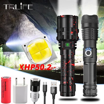 

Profession Tactical LED Flashlight USB Rechargeable 18650 26650 Battery Torch Waterproof Hunting Light XHP50.2 Xlamp