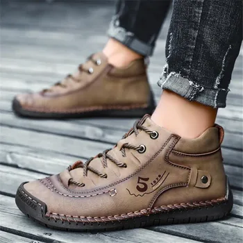 

Designer Casual shoes men's retro handmade casual shoes large size leather boots new sneakers men zapatos de hombre mens loafers