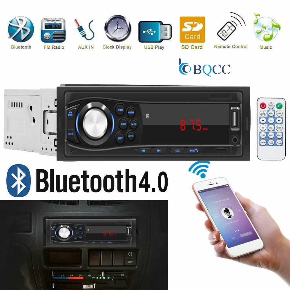 1din Автомобильный приемник 12 в Bluetooth автомобильное радио громкой связи MP3 / USB SD AUX FM