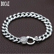 Новинка, S925 Стерлинговое серебро, ювелирные изделия, тайское серебро, мужской браслет, шесть слов, мантра, серебряный браслет для мужчин, модный мужской браслет