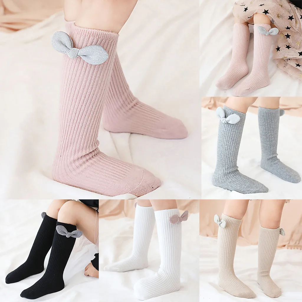 Детские носки для маленьких девочек с большим бантом; утепленные Гольфы; мягкие хлопковые кружевные детские носки; kniekousen meisje; мягкие носки для маленьких девочек