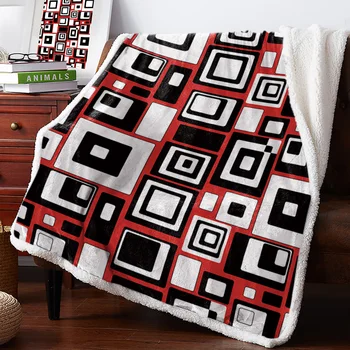 

Geometric Rectangle Mosaic Warm Soft Blanket Office Sofa Plush Blanket Bedspreads Quilt Drop Ship